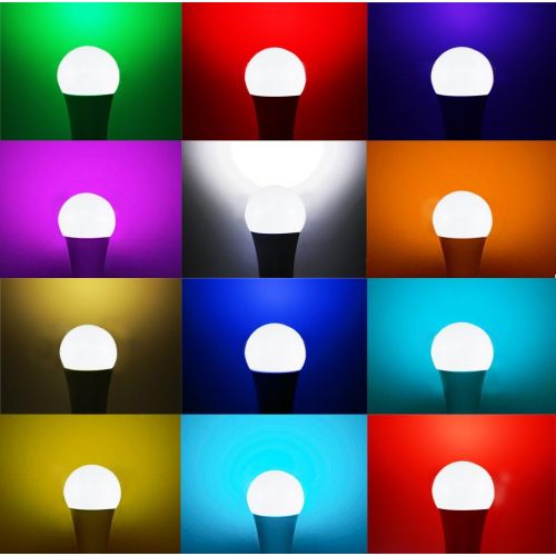  iLC Farbige Leuchtmittel LED RGBW Lampe Dimmbare Farbige Leuchtmitte Lampen 10W E27 Edison RGB LED Birnen - Dual Memory - 12 Farben - Kabellos Fernbedienung inklusive