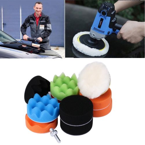  iLH Mallroom 11 Pcs Waffle Waxing Buffing Polishing Sponge Pads Car Polisher Drill Adapter