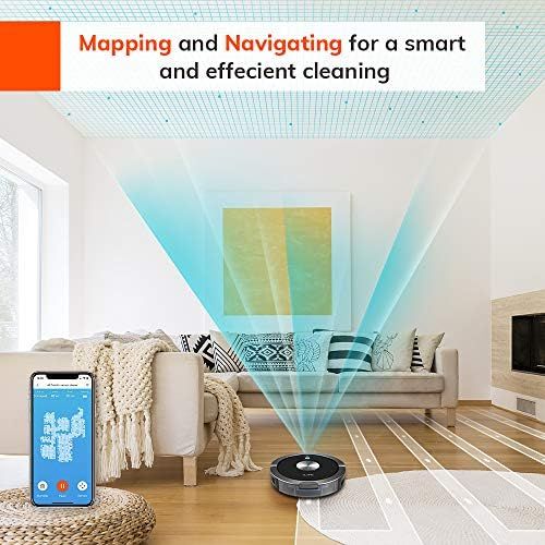  [아마존베스트]ILIFE A9 Robot Vacuum, Mapping, Wi-Fi, Cellular Dustbin, Strong Suction, 2-in-1 Roller Brush, Self-Charging, Slim and Quiet, Compatible with Alexa, Ideal for Hard Floors to Medium-