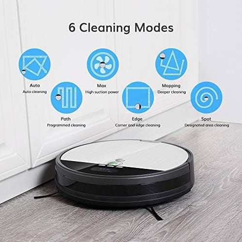  ILIFE V8s Robot Vacuum and Mop Cleaner, Big 750ml Dustbin, Enhanced Suction Inlet, Zigzag Cleaning Path, LCD Display, Schedule, Self-Charging Robotic Vacuum Cleaner, Ideal for Hard