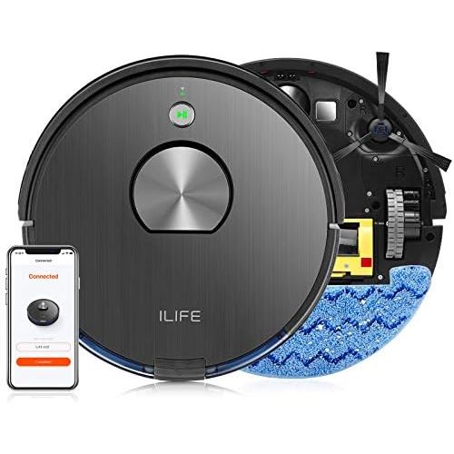  ILIFE A10 Mopping Robot Vacuum, 2-in-1 Robot Vacuum and Mop,Lidar Navigation,2000Pa Strong Suction, Wi-Fi Connected,Works with Alexa,Multiple-Floor Mapping,Ideal for Hard Floor to