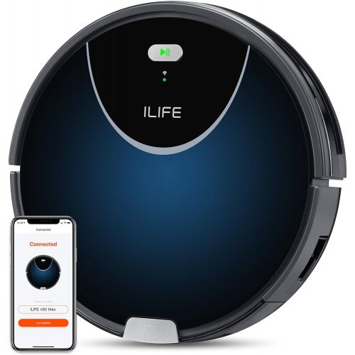  ILIFE V80 Max Robot Vacuum Cleaner, Wi-Fi Connected, 2000Pa Max Suction, Works with Alexa, 750ml Dustbin, Tangle-Free Suction Port, Self-Charging, Ideal for Hard Floor, Pet Hair an