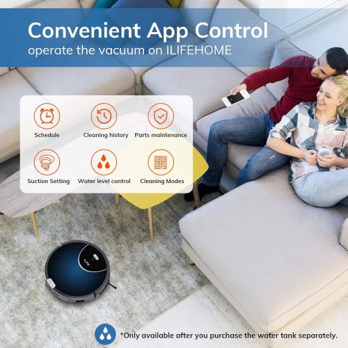  ILIFE V80 Max Robot Vacuum Cleaner, Wi-Fi Connected, 2000Pa Max Suction, Works with Alexa, 750ml Dustbin, Tangle-Free Suction Port, Self-Charging, Ideal for Hard Floor, Pet Hair an