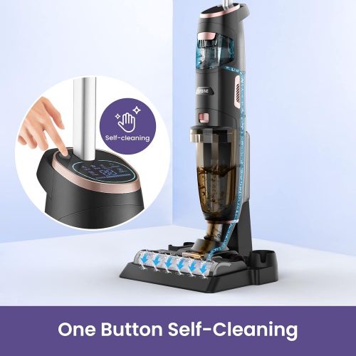  ILIFE EASINE W100 Cordless Stick Vacuum Cleaner, Lightweight Wet Dry Vacuum Cleaner, for Multi-Surface Floor Cleaning, One Button Self-Cleaning, LED Display,Long Runtime, for Hard