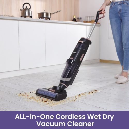  ILIFE EASINE W100 Cordless Stick Vacuum Cleaner, Lightweight Wet Dry Vacuum Cleaner, for Multi-Surface Floor Cleaning, One Button Self-Cleaning, LED Display,Long Runtime, for Hard