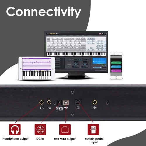  [아마존베스트]ILearnMusic Dulcette DX-10 88-Key Portable Piano Keyboard | Dual 25W Speakers | Semi-Weighted Keys | Sustain Pedal MIDI/USB | Electric Keyboard Piano 88-Keys | FREE CARRYING BAG (88-Key, Black