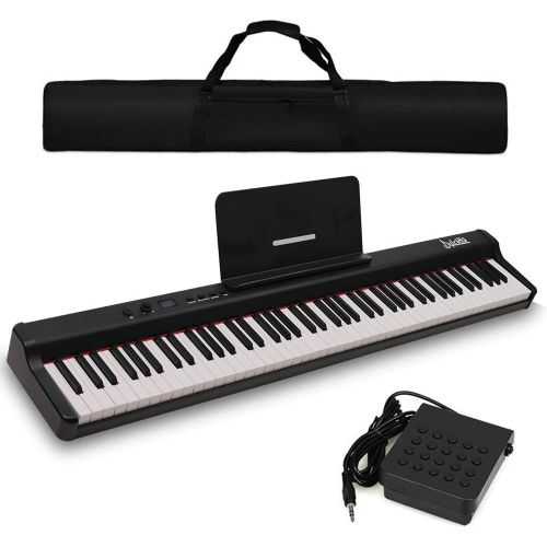  [아마존베스트]ILearnMusic Dulcette DX-10 88-Key Portable Piano Keyboard | Dual 25W Speakers | Semi-Weighted Keys | Sustain Pedal MIDI/USB | Electric Keyboard Piano 88-Keys | FREE CARRYING BAG (88-Key, Black