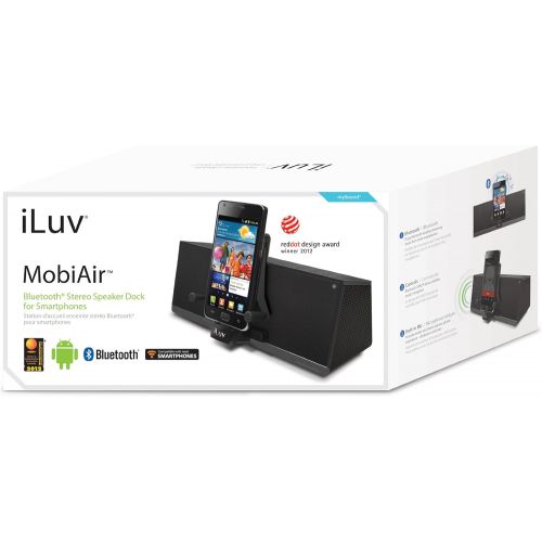  ILuv iLuv iMM377BLK MobiAir Bluetooth Stereo Speaker Dock for Smartphones with Micro-USB Charging, Black