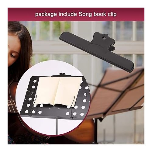  IMAGE Music Stand, 21.6-63 Inch Sheet Music Stand Adjustable and Foldable Travel Metal Music Stand with Carrying Bag Music Tray and Music Sheet Clip Holder for Instrumental Performance