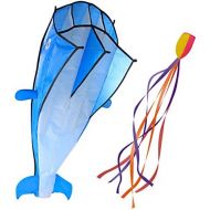[아마존베스트]IMAGE 3D Kite Large Blue Dolphin Breeze Beach Kites with Huge Frameless Soft Parafoil Giant,Gift for Kids,Family