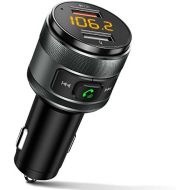 [아마존베스트]IMDEN Bluetooth FM Transmitter for Car, QC3.0 Wireless Bluetooth FM Radio Adapter Music Player FM Transmitter / Car Kit with Hands-free Calling and 2 USB Ports Charger Support USB