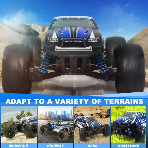  [아마존베스트]IMDEN Remote Control Car, Terrain RC Cars, Electric Remote Control Off Road Monster Truck, 1:18 Scale 2.4Ghz Radio 4WD Fast 30+ MPH RC Car, with 2 Rechargeable Batteries, Blue