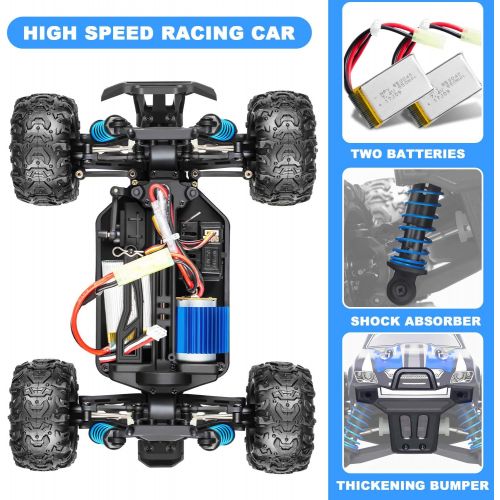  [아마존베스트]IMDEN Remote Control Car, Terrain RC Cars, Electric Remote Control Off Road Monster Truck, 1:18 Scale 2.4Ghz Radio 4WD Fast 30+ MPH RC Car, with 2 Rechargeable Batteries, Blue