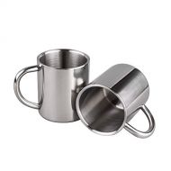 IMEEA 7.5oz/220ml Double Walled Coffee Mugs Stainless Steel Tea Cups Kids Camping Mugs, Set of 2