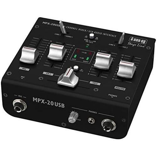  [아마존베스트]IMG Stageline MPX-20USB 3-Channel Stereo DJ Mixer with USB Interface, Audio Console with USB Audio Interface, Mixing Console with Sturdy and Compact Metal Housing, Black