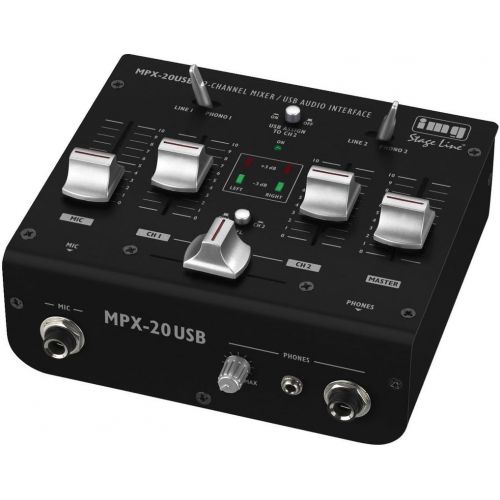  [아마존베스트]IMG Stageline MPX-20USB 3-Channel Stereo DJ Mixer with USB Interface, Audio Console with USB Audio Interface, Mixing Console with Sturdy and Compact Metal Housing, Black