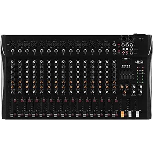  [아마존베스트]IMG Stageline MXR-160 16-Channel Audio Mixer with Integrated MP3 Player and Bluetooth Receiver, Audio Console with 14 Mono Input Channels with Gain Control, Mixing Stand in Black