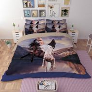 IMIEE RuiHome 3-Piece White Horse Pattern Bedding Duvet Cover Set for Teens Girls Boys Kids Bedroom - Twin Size