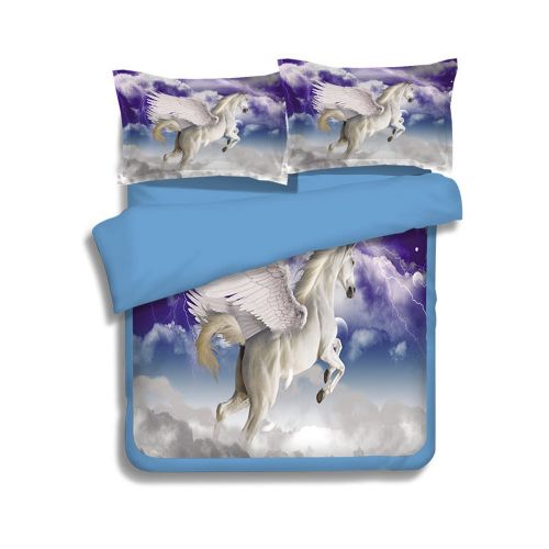  IMIEE RuiHome 3-Piece White Horse Pattern Bedding Duvet Cover Set for Teens Girls Boys Kids Bedroom - Twin Size