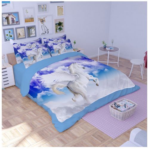  IMIEE RuiHome 3-Piece White Horse Pattern Bedding Duvet Cover Set for Teens Girls Boys Kids Bedroom - Twin Size