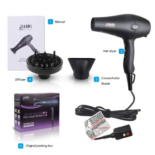  [아마존 핫딜]  [아마존핫딜]IMMOSO JINRI 1875W Negative Ions Salon Hair Dryer, Professional DC Motor Air Blower with Concentrator &...