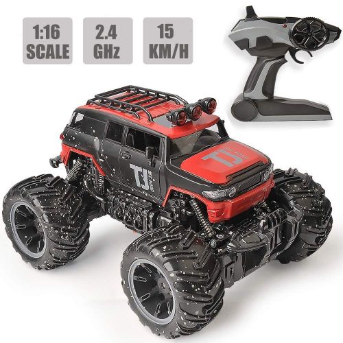  IMMOSO RC Car Remote Control Car, 1:16 Scale Electric RC Vehicles Off Road Vehicle 2.4GHz Radio Monster RC Truck High Speed Racing Monster Truck, Excellent Gift for Kids（Red）