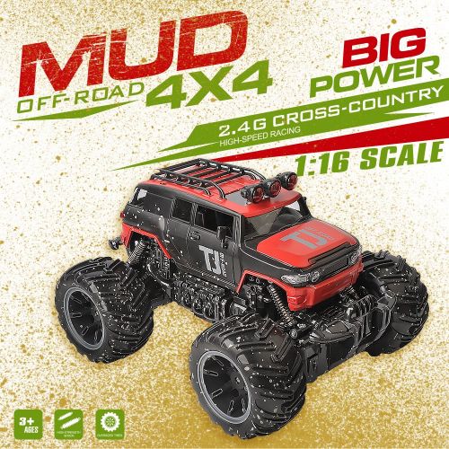  IMMOSO RC Car Remote Control Car, 1:16 Scale Electric RC Vehicles Off Road Vehicle 2.4GHz Radio Monster RC Truck High Speed Racing Monster Truck, Excellent Gift for Kids（Red）