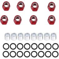 8 Pieces Skateboard Truck Color Nuts and 16 Pieces Skateboard Truck Axle Washers and 8pcs Precision Spacers for Longboards and Skateboard Hardware Kit