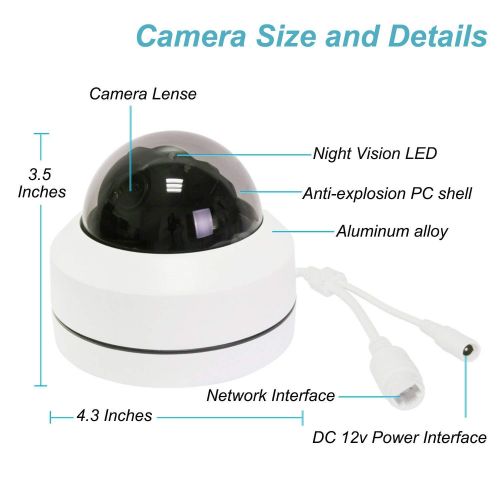  IMPORX 1080P 3X PTZ POE Camera - 3X Optical Zoom, IR Night Vision, IP66 Waterproof Outdoor Security Dome IP Camera