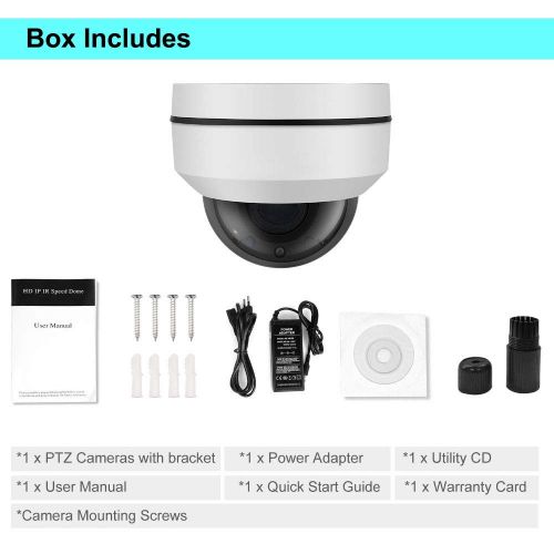  IMPORX 1080P 3X PTZ POE Camera - 3X Optical Zoom, IR Night Vision, IP66 Waterproof Outdoor Security Dome IP Camera