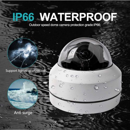  IMPORX 1080P 3X PTZ POE Camera - 3X Optical Zoom, IR Night Vision, IP66 Waterproof Outdoor Security Dome IP Camera