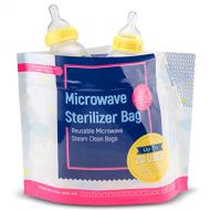 IMPRESA 15 Pack Microwave Baby Bottle Sterilizer Bags - 400 Uses Per Pack - Travel Baby Bottle Cleaner Microwave Sterilizer Bag - Breast Feeding Baby Travel Accessories - Use with Soothers