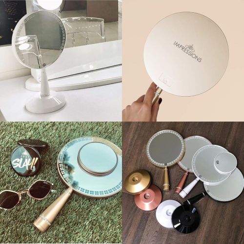  IMPRESSIONS VANITY · COMPANY IMPRESSIONS BIJOU LED Makeup Vanity Mirror with Standing Base | Round Shape 5x Magnifying Beauty Mirror with Touch Sensor and Adjustable LED Lights