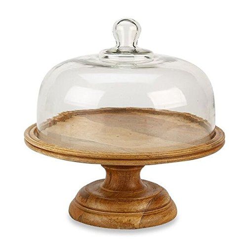  IMPULSE! Napa Cake Plate by (3538-1)-cake stand, dome cover platter, Napa, natural wood, great gift