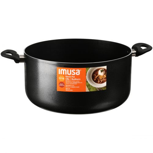  IMUSA Nonstick Stock Pot with Glass Lid 12.7 Quart, Charcoal