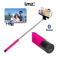 IMZ Hot Pink Extendable Self-portrait Selfie (Wesie) Wireless Bluetooth Remote Camera Shooting Shutter Monopod Handheld Stick Pole with Mount Holder specially designed for Iphone