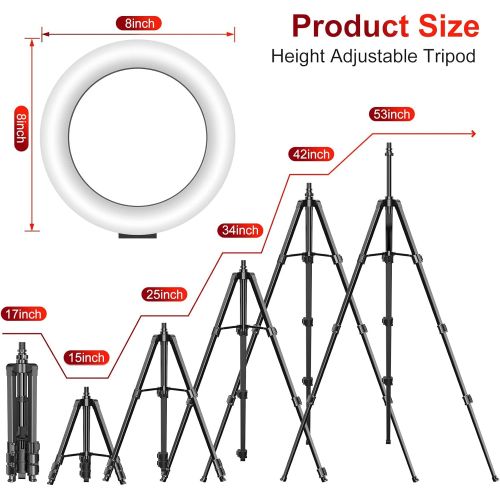  [아마존베스트]Ring Light with Tripod Stand and 2 Phone Holders, iMartine 8 LED Selfie Ring Light for Laptop for Vlog/Makeup/YouTube/Video Shooting, 2 Adapters & Remote Compatible with iPhone & A