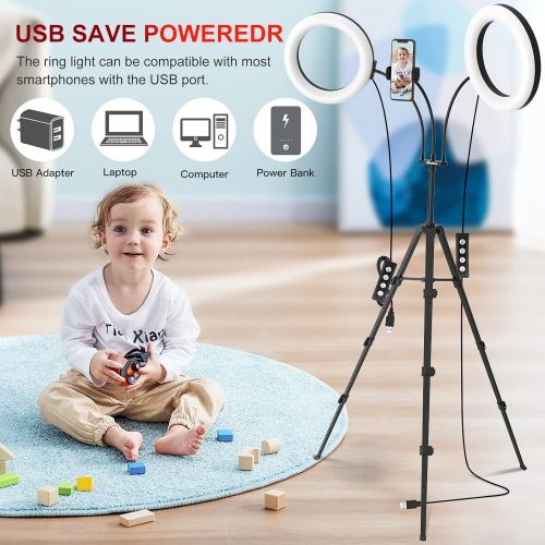  [아마존베스트]Ring Light with Tripod Stand and 2 Phone Holders, iMartine 8 LED Selfie Ring Light for Laptop for Vlog/Makeup/YouTube/Video Shooting, 2 Adapters & Remote Compatible with iPhone & A