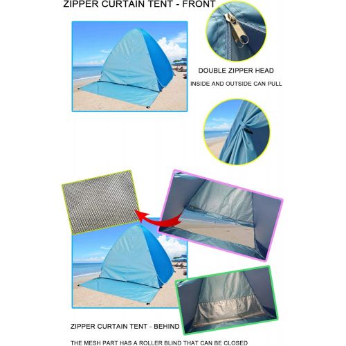  iMeshbean Beach Tent, UPF 50+ Portable Pop up Sun Shelter with Carry Bag, Anti UV Instant Portable Tent Sun Shelter Beach Shade, Pop Up Baby Beach Tent, for 2-3 Person