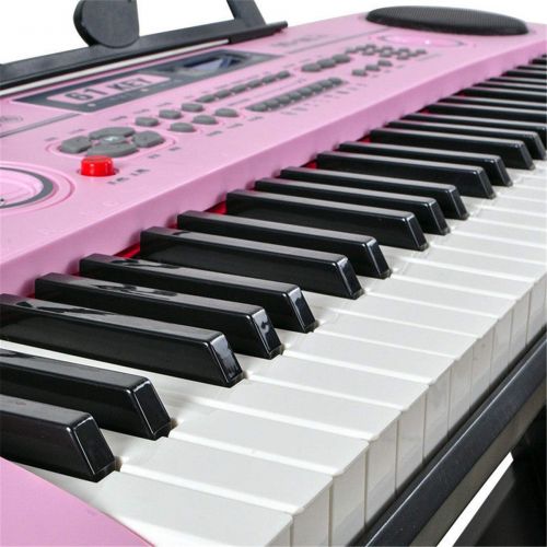  IMeshbean iMeshbean 61 Key Music Electronic Keyboard Electric Digital Piano Organ wStand Optional (Pink keyboard with stand)