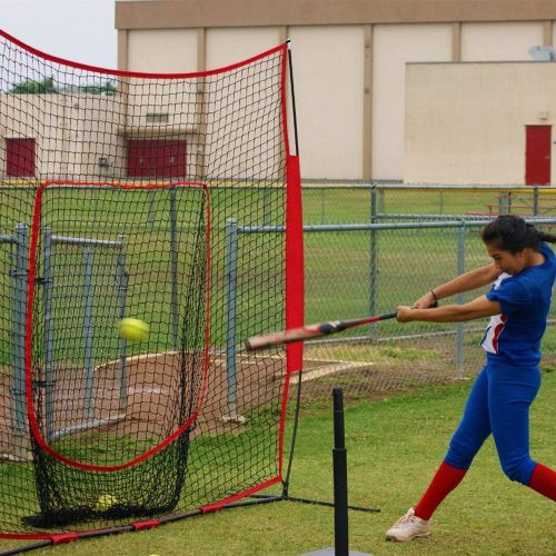  iMounTEK 7x7 Baseball & Softball Practice Training Bow Frame Sock Net with Carry Bag, Training Aid for Hitting, Batting, Pitching, Throwing, Fielding, Catching, Portable Backstop -