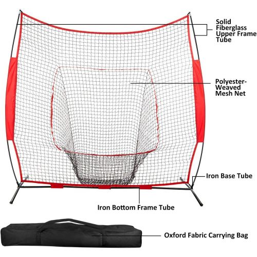  iMounTEK 7x7 Baseball & Softball Practice Training Bow Frame Sock Net with Carry Bag, Training Aid for Hitting, Batting, Pitching, Throwing, Fielding, Catching, Portable Backstop -