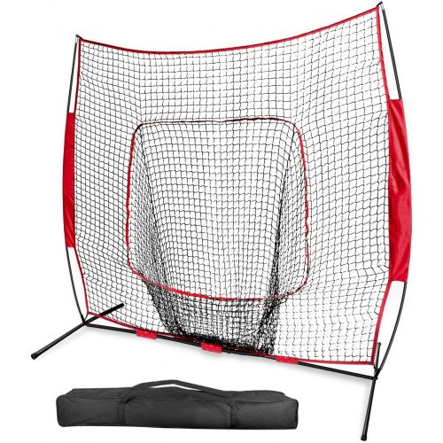  iMounTEK 7x7 Baseball & Softball Practice Training Bow Frame Sock Net with Carry Bag, Training Aid for Hitting, Batting, Pitching, Throwing, Fielding, Catching, Portable Backstop -