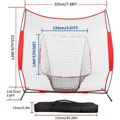  iMounTEK 7x7 Baseball & Softball Practice Training Bow Frame Sock Net with Carry Bag, Training Aid for Hitting, Batting, Pitching, Throwing, Fielding, Catching, Portable Backstop -