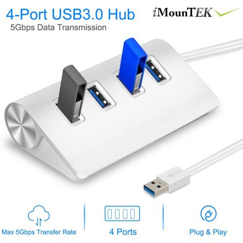  IMounTek iMounTEK 4-Port USB3.0 Hub 5Gbps Super Speed USB Adapter Data Transmit Charge Aluminum for Computer Notebook