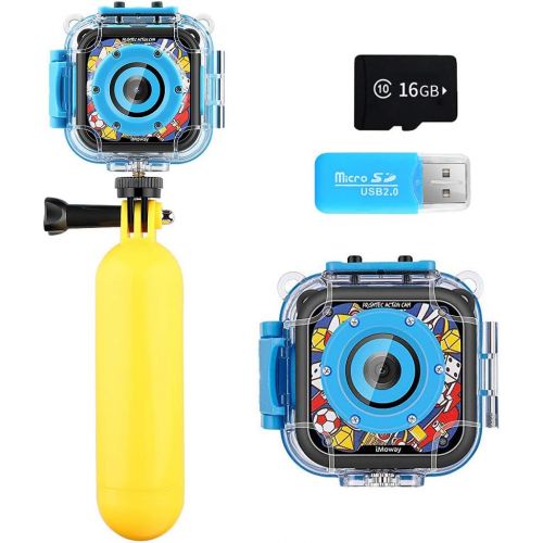  [아마존베스트]Kids Camera, iMoway Waterproof Video Cameras for Kids HD 1080P Kids Digital Cameras Camcorder with 16GB Memory Card, Card Reader and Floating Hand Grip (Pink)