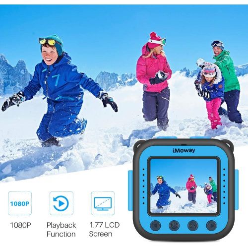  [아마존베스트]Kids Camera, iMoway Waterproof Video Cameras for Kids HD 1080P Kids Digital Cameras Camcorder with 16GB Memory Card, Card Reader and Floating Hand Grip (Pink)