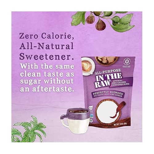  All-Purpose In The Raw Nature’s Zero Calorie Sweetener, Sugar Free Substitute Baking, Coffee, Stevia, Monk Fruit, Allulose, Erythritol Blend, Keto, Low Carb, Vegan, Gluten Free, 14 Oz (Pack of 1)