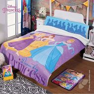 IN. Disney Princess Magic Comforter Purple Fuzzy Fleece Blanket Sheet Set Twin 4PC Girl Belle LIMITED EDITION
