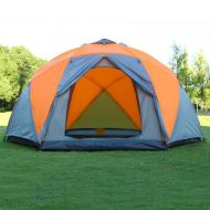 IN. iN. Outdoor Tent Double Layer Rainproof 8-10 People Windproof Sunscreen Outdoor Tent Orange Grey